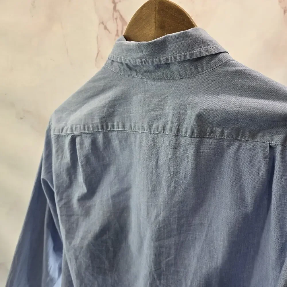 J Crew Shirt Mens Small Blue Button Down Long Sleeve Slim Flex Washed